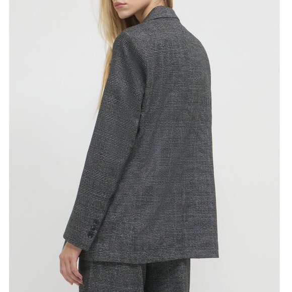 Last Chance! EUC Cuyana Wool Blend Glen Plaid Blazer Charcoal Small $398 - Picture 3 of 10
